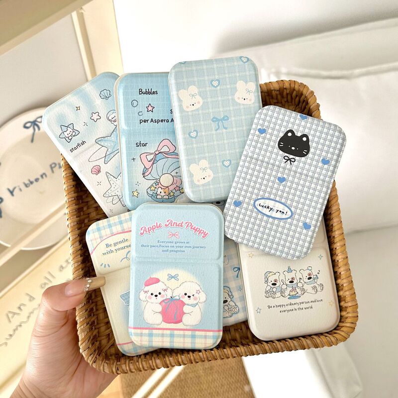 Ins-Style Foldable Makeup Mirror for Girls, Portable Makeup Touch-Up Mirror, Cute Mini Pocket Mirror for Dormitory, Small Size