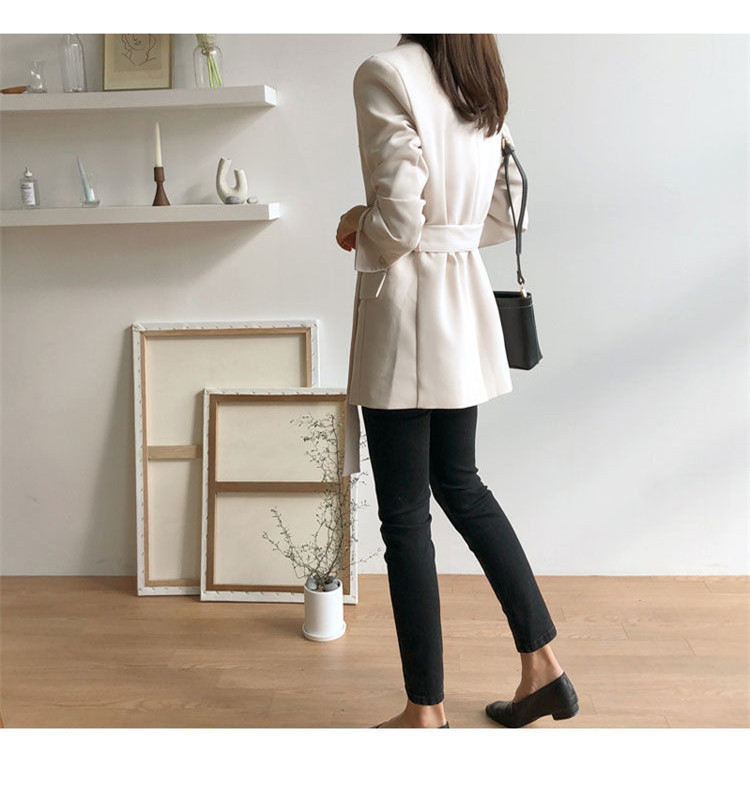 Abbigliamento donna Giacca nera da abito Cintura da donna 2024 Nuovo design primavera e autunno Nicchia Stiratura gratuita Temperamento Piccolo abito Manica lunga_voghion.com
