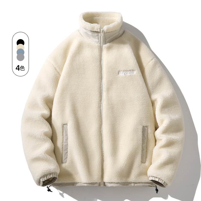 Abrigo de algodón acolchado de otoño e invierno Ropa de invierno de moda para hombre Estilo de Hong Kong Marca de moda de lana de cordero ins Pareja suelta Abrigo de algodón acolchado