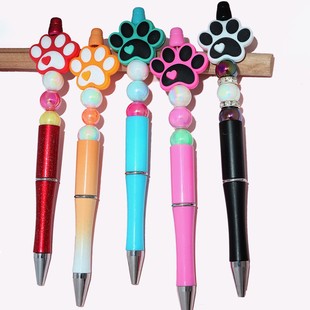 Pet Paws Dog Paws Cat Claws Silicone Beads Beaded Pen Creative DIY Ballpoint Pen