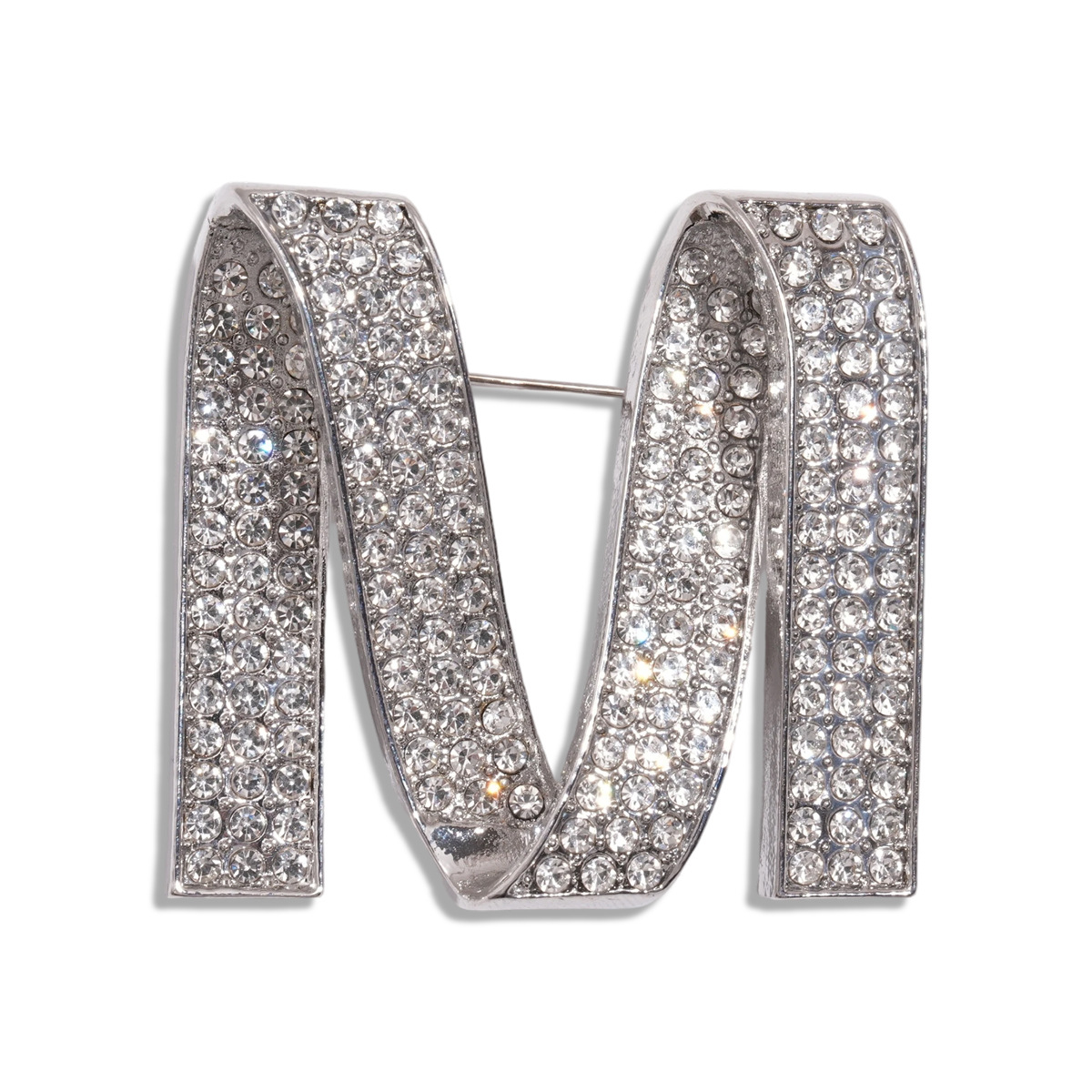 Europa y los Estados Unidos lujosos diamantes distorsionados letras M broche de moda minimalista personalidad transfronteriza alta sensación de accesorios de traje para mujeres