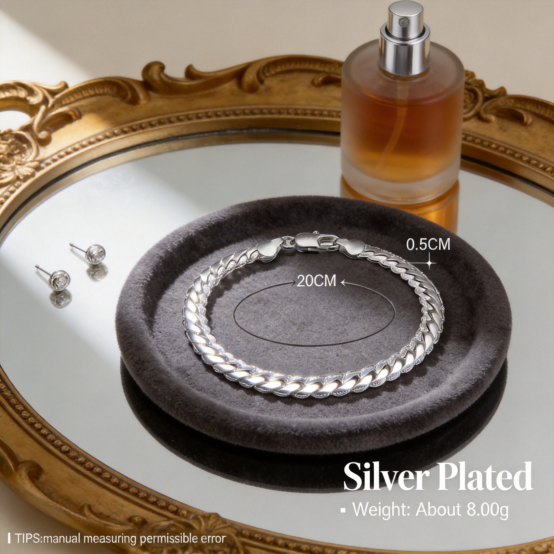 Simple 5mm Side Bracelet, European and American Jewelry Wholesale, Silver-Plated Jewelry, Men's and Women's Bracelets, In-Stock Bracelet Wholesale