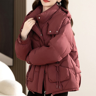 Short cotton-padded jacket women's 2024 winter new cotton-padded coat Korean style loose slimming hooded cotton-padded jacket all-match coat