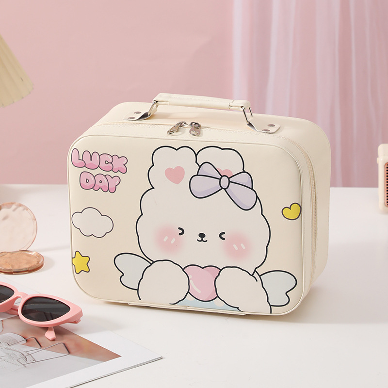 Cartoon Kapibara caja de maquillaje de gran capacidad bolsas de maquillaje portátiles lindas sin espejo caja de regalo