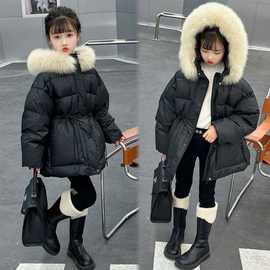 女童加厚外套童装时尚宝宝棉衣保暖潮儿童棉服2025新款连帽大毛领