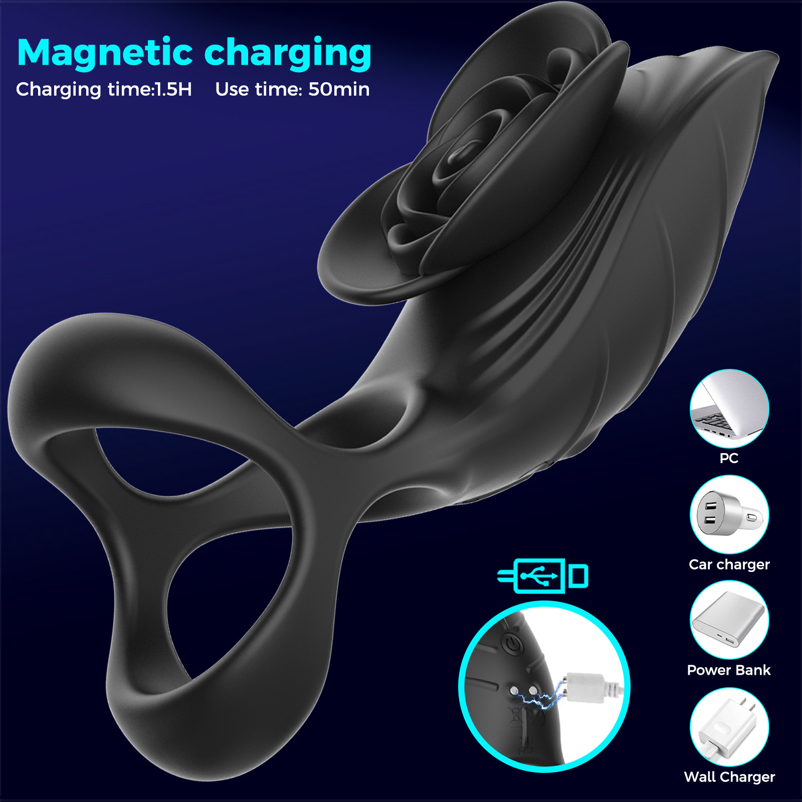 Anello di bloccaggio Hot Rose con telecomando wireless per adulti, per flirtare e ritardare_voghion.com