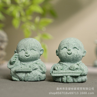 Chinese Zen Piano, Chess, Calligraphy and Painting, Little Novice Monk Landscape Ornaments, Flower Garden, Bonsai, Rockery Landscaping Car Accessories