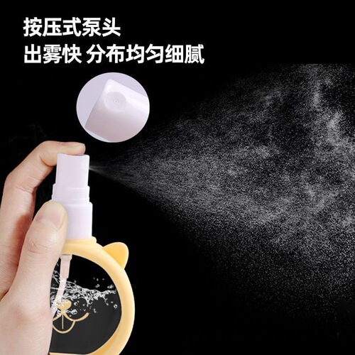 Cartoon silicone filling bottle for baby elementary school students to replenish water bottle with visible transparent kitten and bear fine mist spray bottle