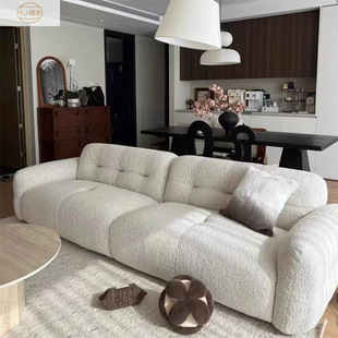 Living Room French Cream Straight Sofa Modern Simple Living Room Snowflake Velvet Small Apartment Retro Simple Fabric Sofa