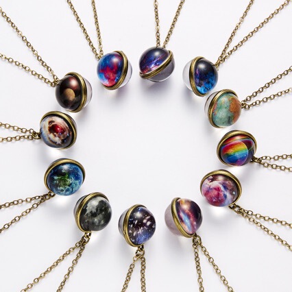European and American Fashion New Style Galaxy Nebula Universe Luminous Double-Sided Retro Pendant Necklace Creative Universe Starry Sky Necklace European and American Fashion New Style Galaxy Nebula Universe Luminous Double-Sided Retro Pendant Necklace Creative Universe Starry Sky Necklace