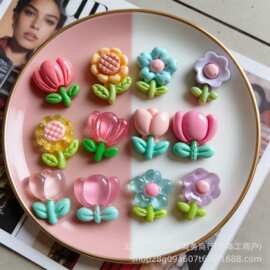 爆款实色\透色郁金香太阳花diy树脂饰品配件发夹发圈抓夹手工配饰
