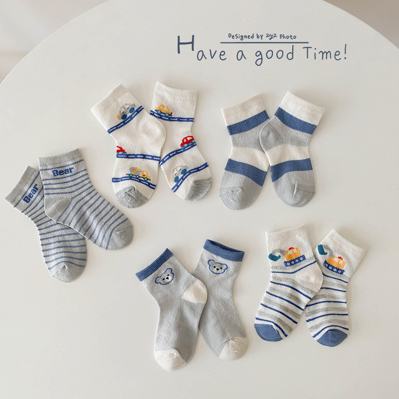 1391 children socks wholesale 2023 spring and summer dinosaur thin baby socks breathable mesh socks boys socks