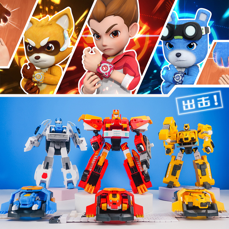 Official Armor Hero Kaiser Wolf Fang Beast God Watch Transforming Robot Car Children's Toy for Boys