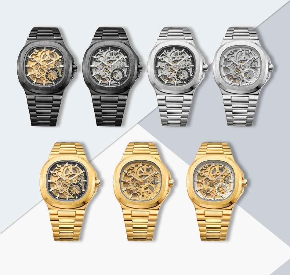 Men's Automatic Mechanical Watch European Style Hollow Design_voghion.com