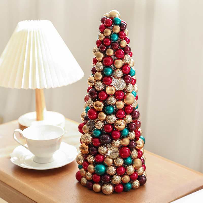 Nuevo producto 35CM bola de plástico espuma árbol de Navidad escritorio pequeño adornos cónicos torre de árbol decoración creativa de Navidad