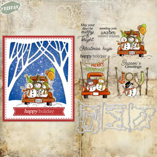 Christmas Snowman Car Silicone Seal Transparent Stamp Crystal Stamp Embossing Knife Mold Handbook Photo Album Card Decoration Material