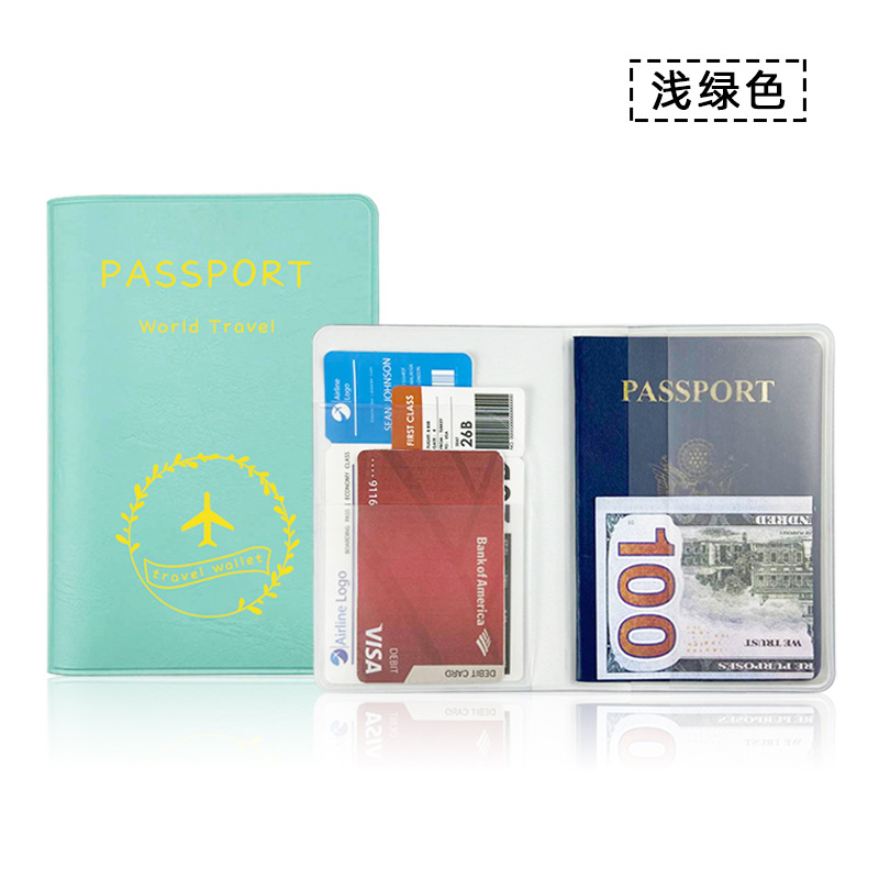 En stock multi-color ajustable LOGO impermeable Multifuncional de cuero pasaporte cubierta titular de la cubierta protectora de cuero de alta frecuencia pasaporte bolsa