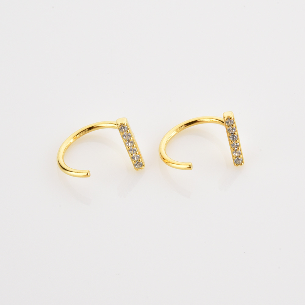Daily Occasion 925 Sterling Silver Material 1 Pair 925 Sterling Silver Zircon Geometric Earrings