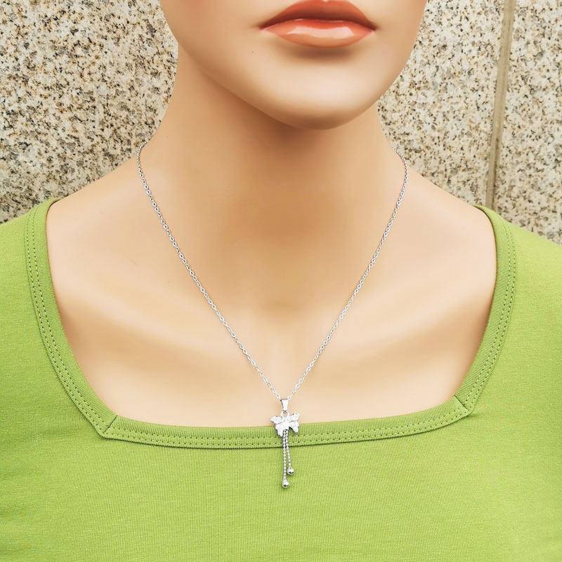 Simple Style Butterfly Titanium Steel Inlay Zircon Pendant Necklace 1 Piece