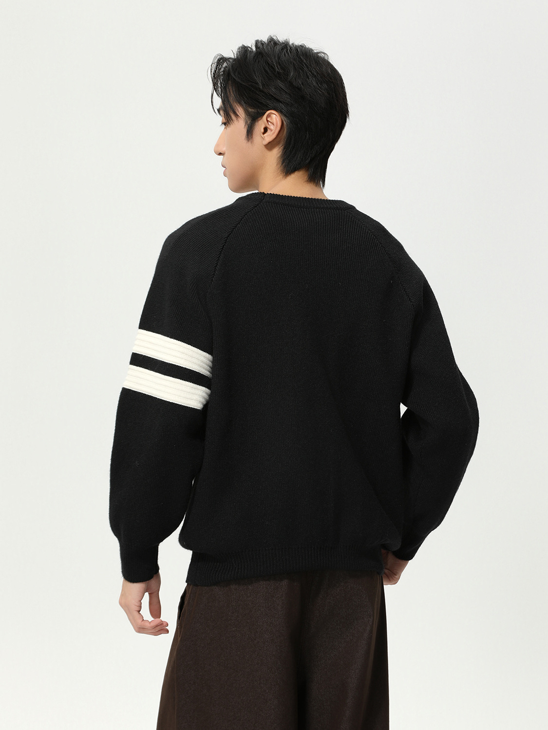 MTLCLOTHES Hombres| Corea del estilo perezoso estilo color rayas collar redondo hookah suéter de punto de hombro suelto moda