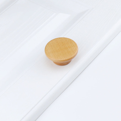 Wooden Drawer Pulls for Cabinet Doors and Drawers, Single Hole, Simple Round Black Walnut Oak Wood Furniture