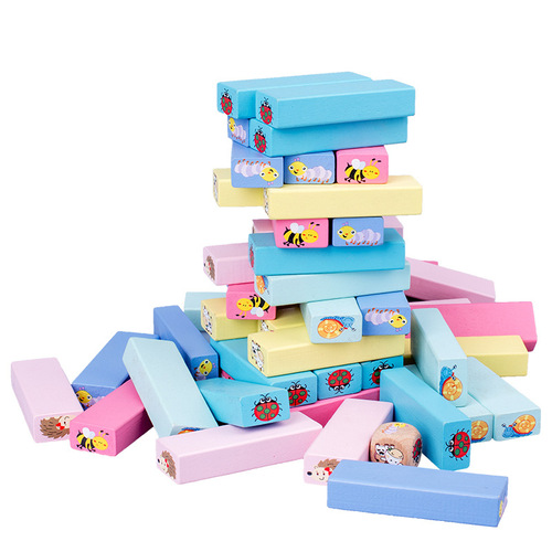 Children's puzzle stacks, balanced stacks, high-drawing building blocks, stacked wooden strips, wooden board game toys