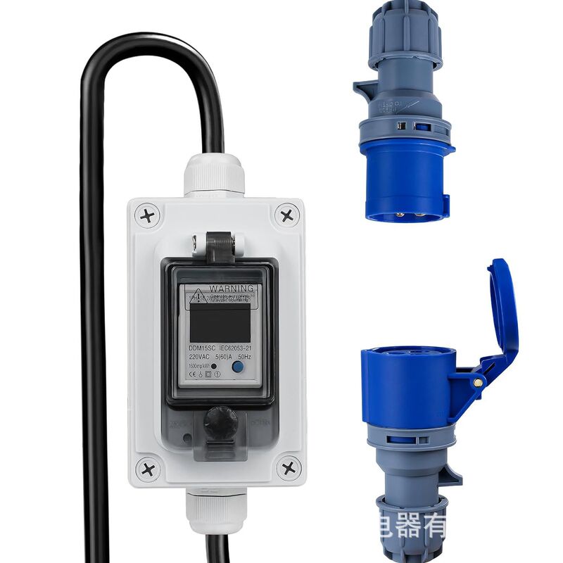 New European Standard Cee Rv Charging Counting Connector Digital Display Meter Charging Cable 16A Charging Cable