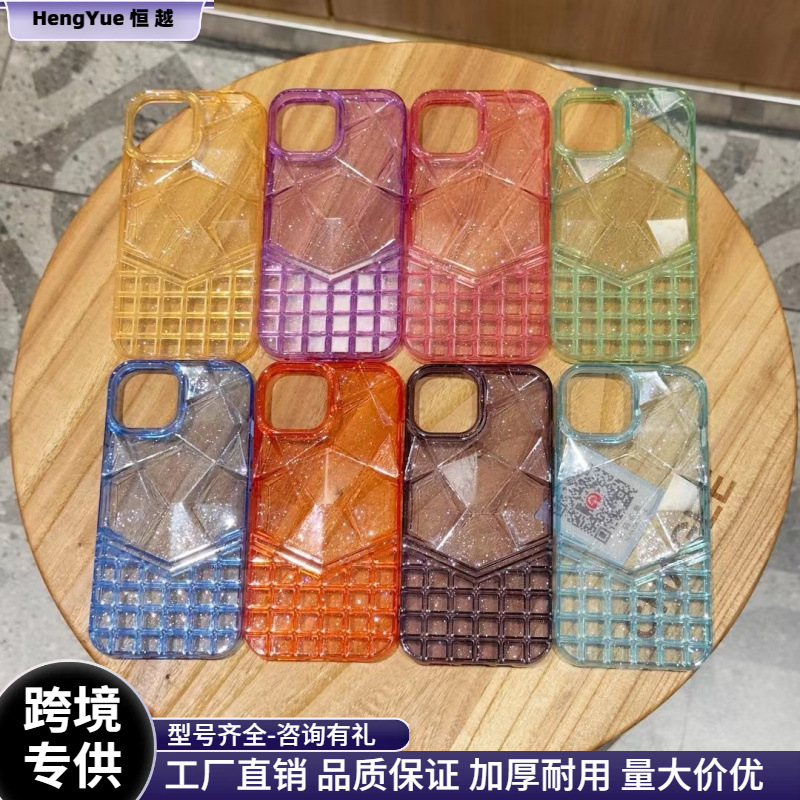 Suitable for Apple Iphone17Promax Large Hole Stereo Diamond Pattern Electroplating 15 Marble Stone Pattern 16 Mobile Phone Case