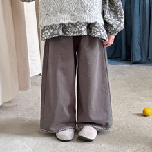 女童裤子2025秋季新款韩版儿童复古宽松阔腿裤宝宝刺绣包边长裤子
