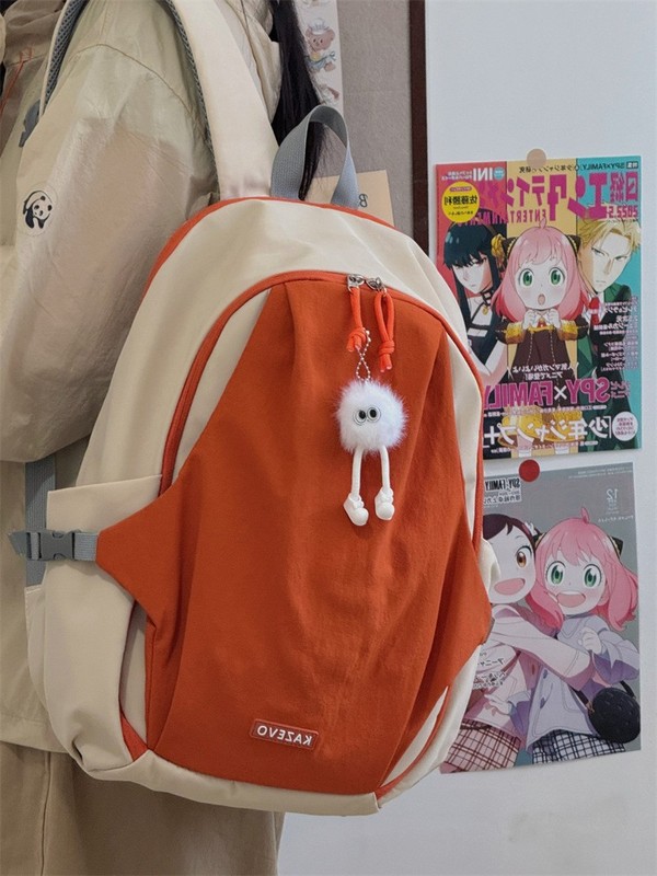 新款高颜值清新学院风ins背包初高中生撞色简约轻便大容量双肩包|undefined