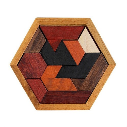 Cross-border wooden irregular block adult parent-child children's wooden toy hexagonal 3D puzzle Huarongdao puzzle