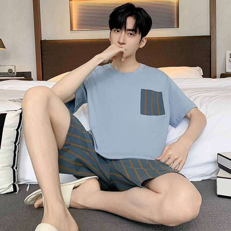 Pijamas para hombres 2024 nuevo modelo de verano pantalones cortos de mangas cortas delgados de verano grande conjunto de ropa casera casual