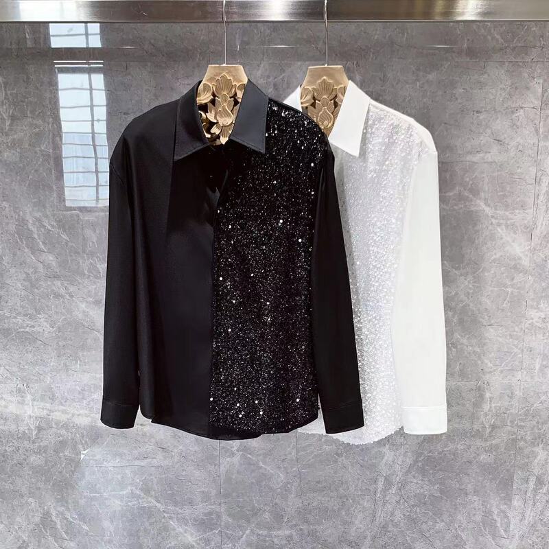 2026 New Design Niche Long-Sleeve Shirt for Men, Korean Style Trendy Hairstylist Cool Ice Silk Shirt 2026 New Design Niche Long-Sleeve Shirt for Men, Korean Style Trendy Hairstylist Cool Ice Silk Shirt