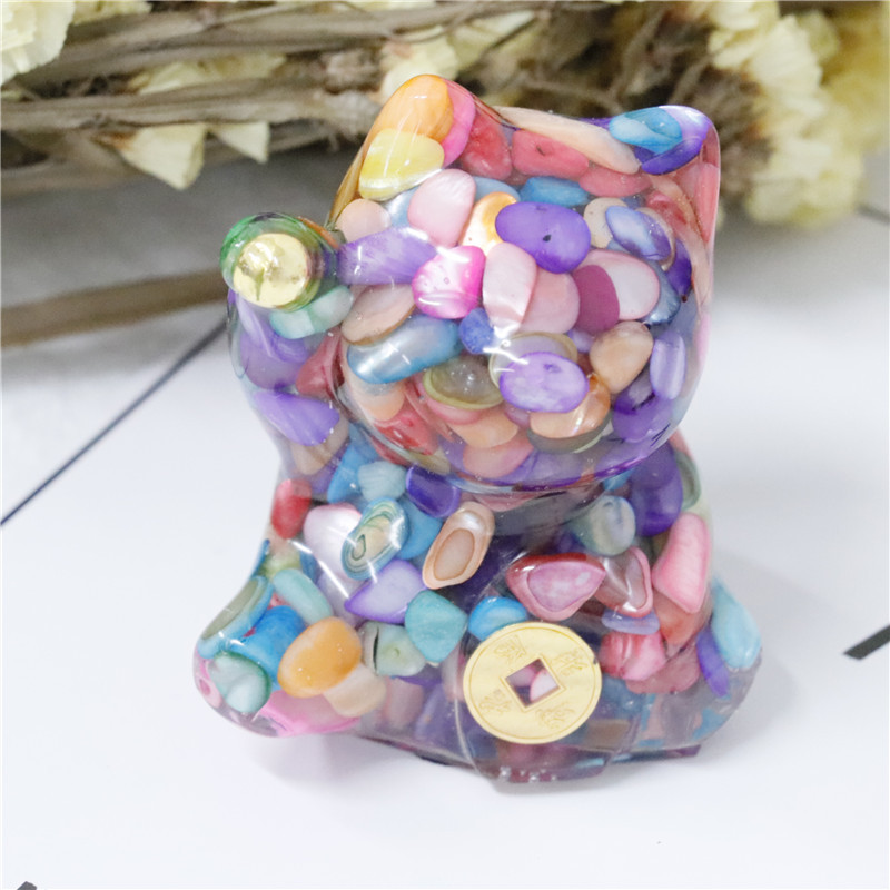 水晶の猫のデスクトップの置物の家の装飾のゴムの猫の工芸品の小さくて美しい猫の置物の卸売り