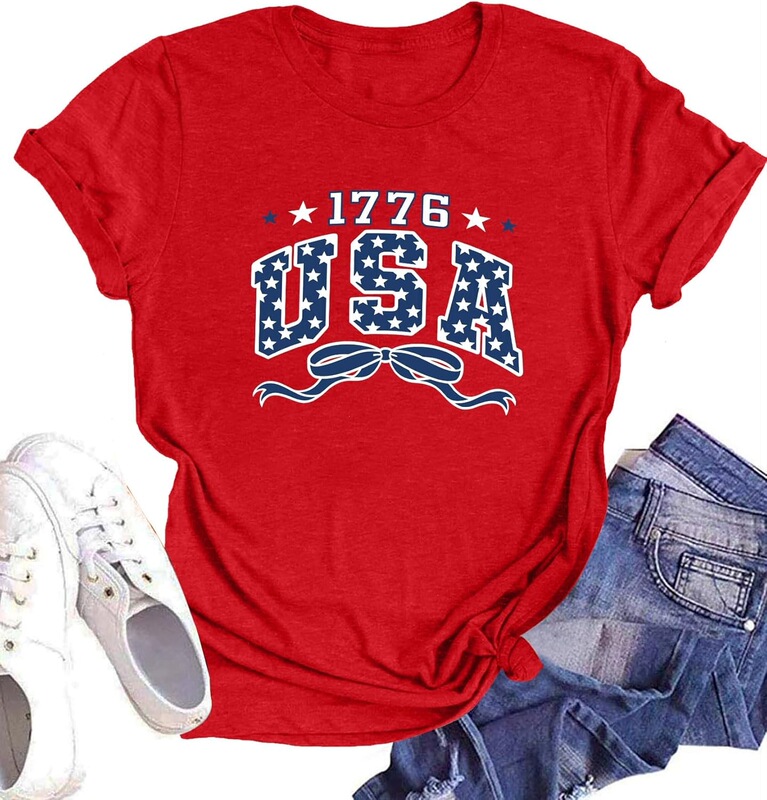 Cross-Border European Size 250Th Anniversary American Women's T-Shirt July 4Th Patriotic Shirt Independence Day Usa Cross-Border European Size 250Th Anniversary American Women's T-Shirt July 4Th Patriotic Shirt Independence Day Usa