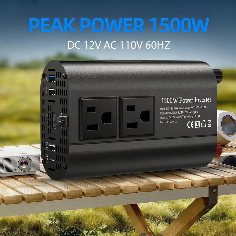 Cross-Border Exclusive Supply of New European/American Standard Inverter Modified Wave 500/1500W Car Converter 12V to 110