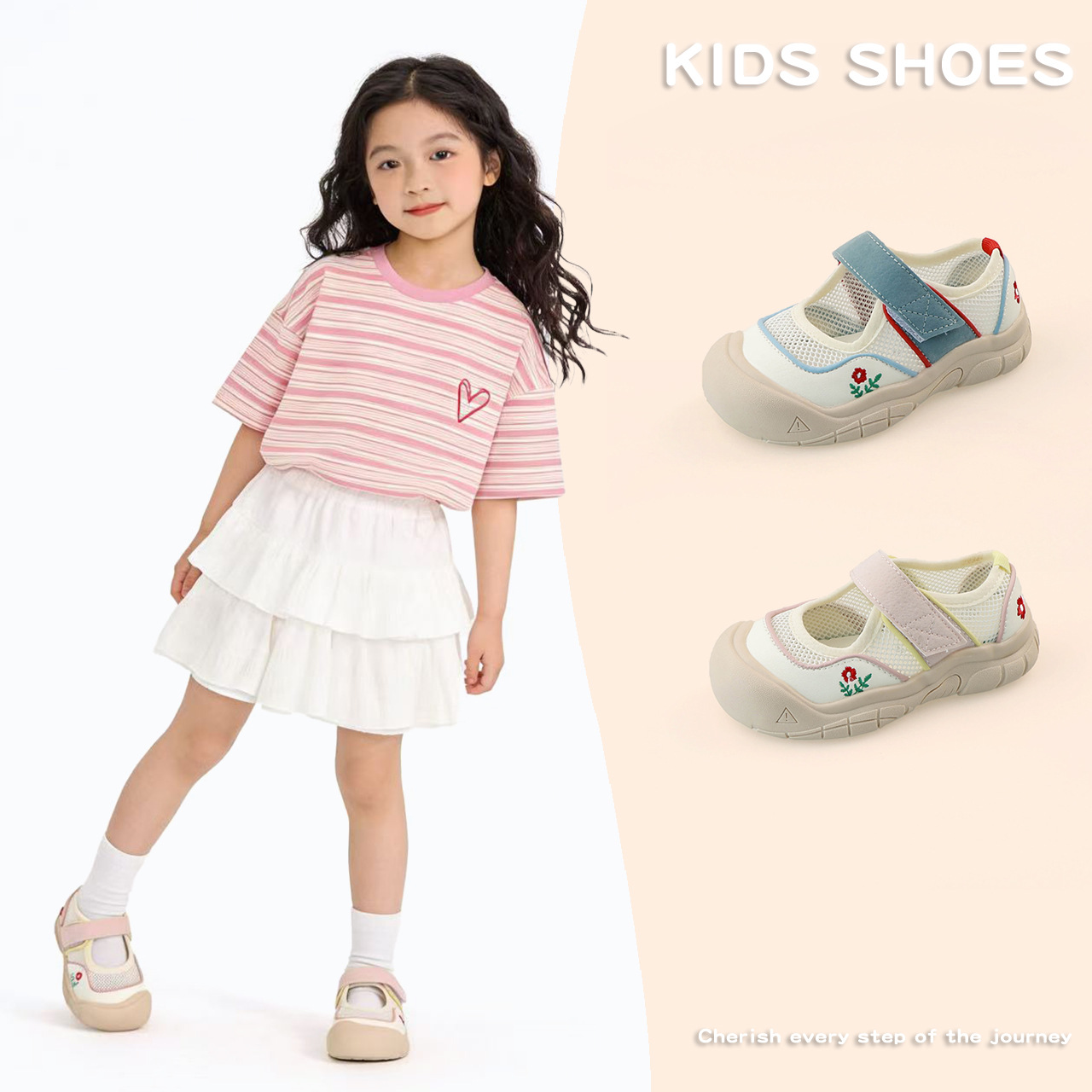 Girls' Sports Shoes with Mesh Surface, 2026 Spring and Summer New Style, Children's Hollow-Out Sandals, Closed-Toe, Soft-Soled, Non-Slip Baby Shoes