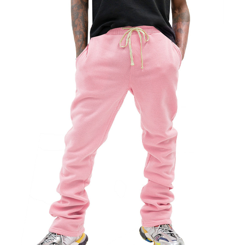 pantaloni casual da uomo 24 Micro pull cord gamba lunga strada americana hip-hop tinta unita_voghion.com