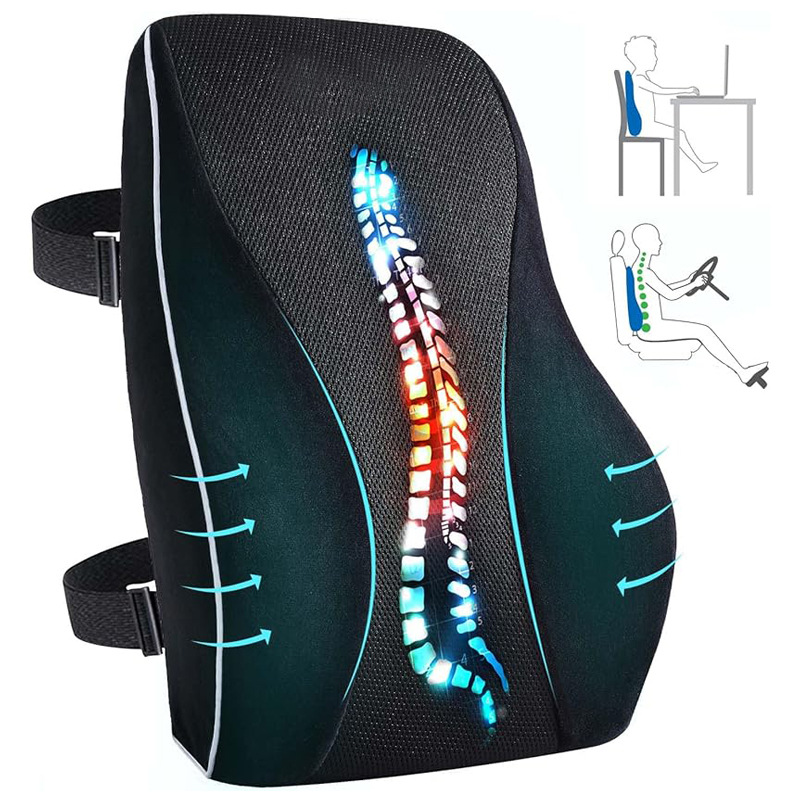 Cross-Border Amazon Car Lumbar Support Office Chair Sedentary Memory Foam Backrest Ergonomic Cushion Waist Support