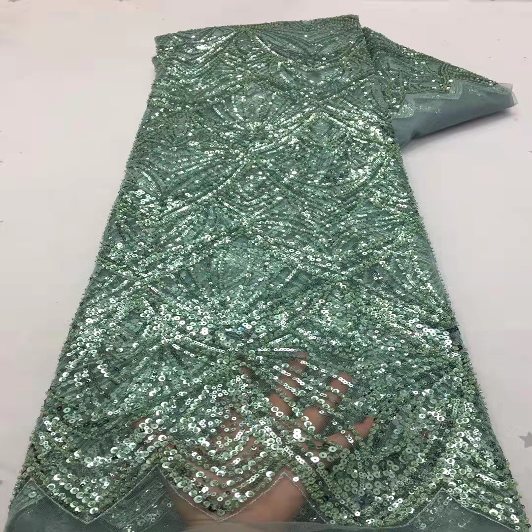 Nueva tela de encaje bordado multicolor industria pesada tubo de cuentas bordado DIY vestido de novia vestido de noche accesorios JX1979