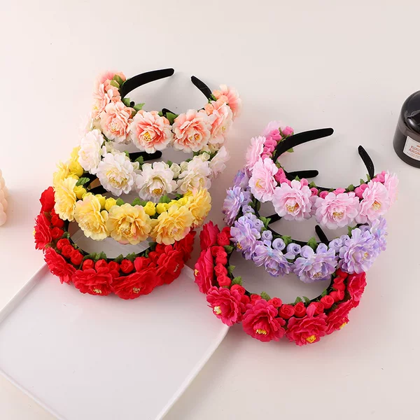 Bridal Wedding Dress Photo Wreath Headwear Korean ins Style Holiday Travel Simulation Flower Mori Style Hair Band Wholesale