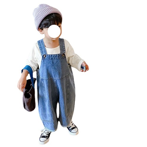 Boys' jeans, stylish overalls, jumpsuits,  spring and summer Korean style wide-leg pants, children's trousers