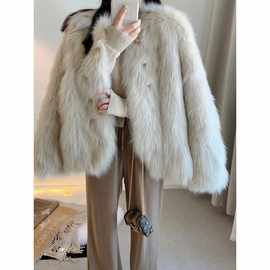 2024海宁冬季新款小香风时尚感仿狐狸毛短款皮草毛毛外套女