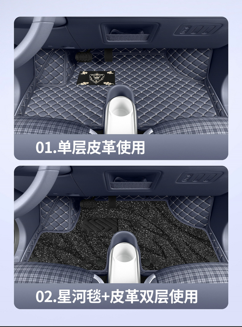 Leapmoon A10 Galaxy Carpet Car Floor Mats, Custom-Fit, Full-Coverage Interior Accessories, Leather Floor Mats