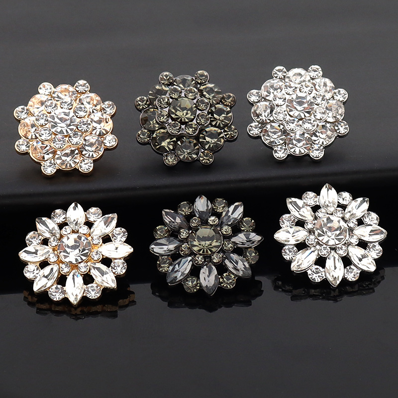 高档金属貂皮花瓣水钻钻扣皮草纽扣女羊绒大衣扣裘皮纽扣领口装饰