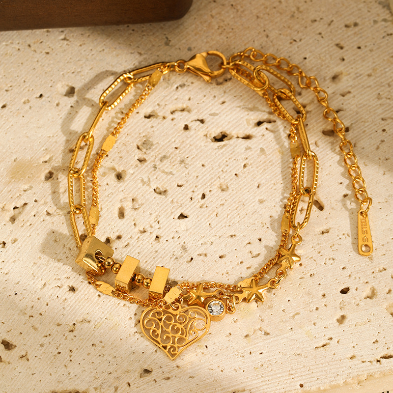 Casual Beach Starfish Heart Shape 304 Stainless Steel Zircon Bracelets In Bulk display picture 10