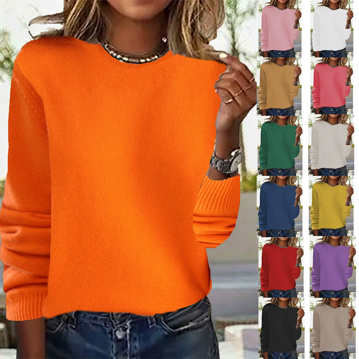 Весенний и летний новый свитер с круглым вырезом