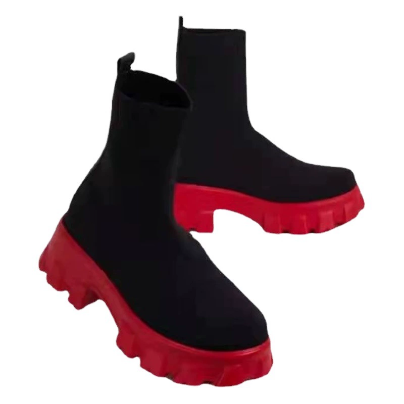 Fan Ling Европейская и американская осенне-зимняя новая тканая Однослойная обувь на толстой подошве со средним каблуком и низким верхом, внешняя торговля, большие размеры, слипоны с круглым носком, Martin, осень и зима