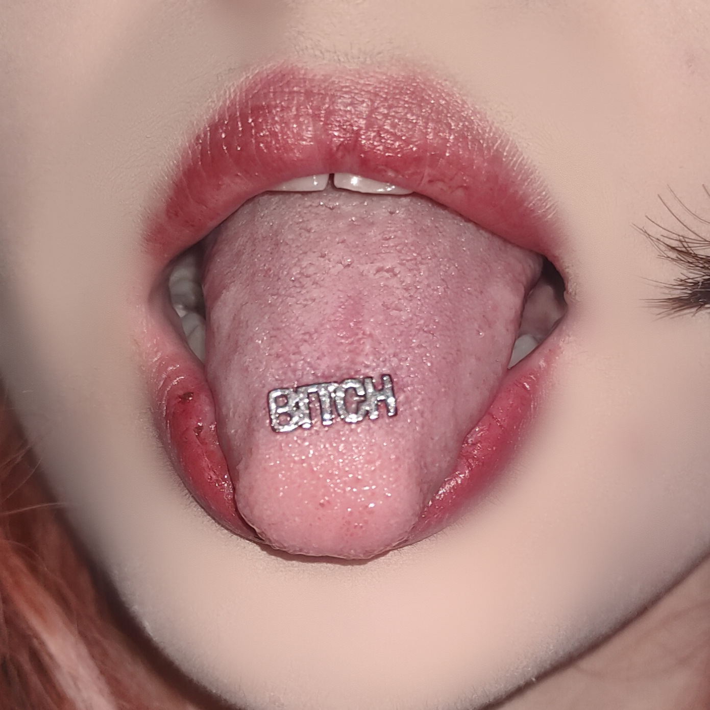 Labret stud lip piercing jewelry styling detail
