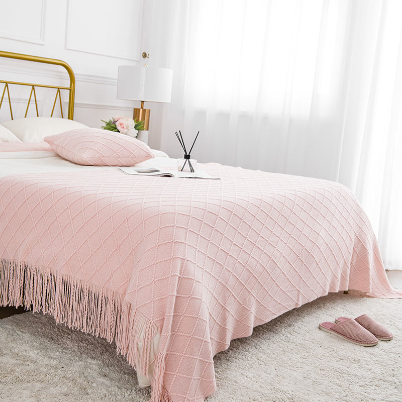 Toalla de cabecera retrógrada simple cama de alojamiento bandera cubierta decoración de apartamento de hotel red diamante jacquard bordilla